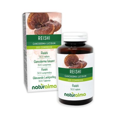 Reishi (Ganoderma lucidum) Fungus or Mushroom Naturalma - 150 g - 300 Tablets - Food Supplement - Natural and Vegan