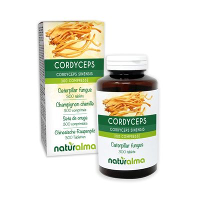 Cordyceps or Caterpillar Mushroom (Cordyceps sinensis or Ophiocordyceps sinensis) Fungus or Mushroom Naturalma - 150 g - 300 Tablets - Food Supplement - Natural and Vegan