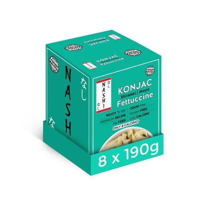 Nashi Shirataki Konjac Fettuccine Pasta 8190g | Low Calorie & Fat Free | Odour Free Konjac Noodles, Keto & Vegan Friendly Instant Meal | Glucomannan,Gluten-Free High Fibre Pasta, Ready to Eat