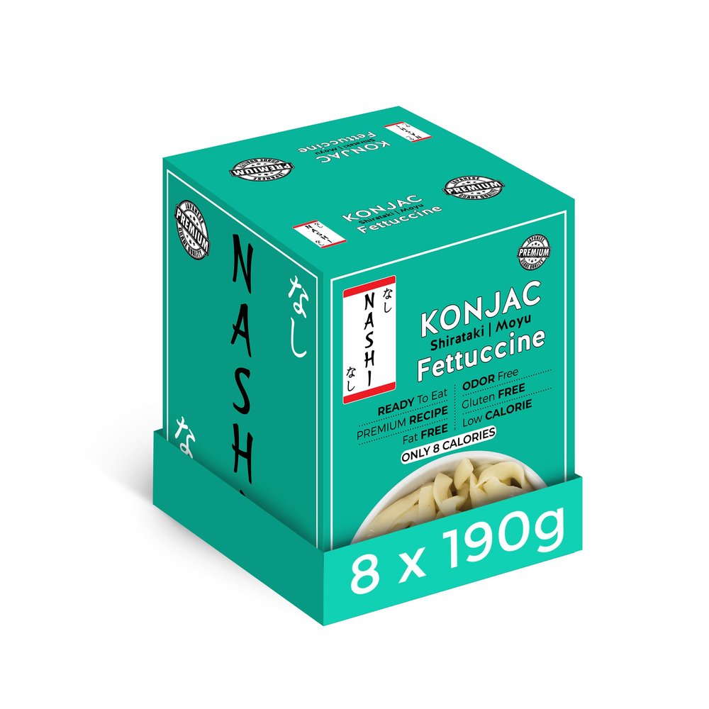 Nashi Shirataki Konjac Fettuccine Pasta 8190g | Low Calorie & Fat Free | Odour Free Konjac Noodles, Keto & Vegan Friendly Instant Meal | Glucomannan,Gluten-Free High Fibre Pasta, Ready to Eat