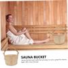 Alipis Wooden Sauna Bucket and Spoon Set with Plastic Liner for Home Sauna and Steam Room, White Pine Barrel with Handheld Ladle for Bath and Spa Accessories view 4