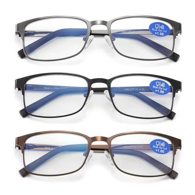 AIKLLY Reading Glasses for Men - 3 Pack Blue Llight Blocking Men's Metal Readers (3 Pairs Mix Color, 1.75, multiplier_x)