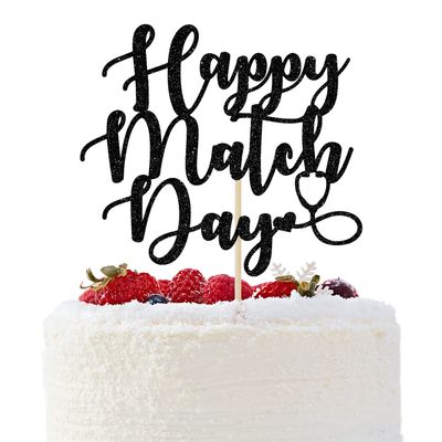 Black Glitter Happy Match Day Cake Topper - Residency Match Day Cake Decorations - Medical School Graduation Party Decorations