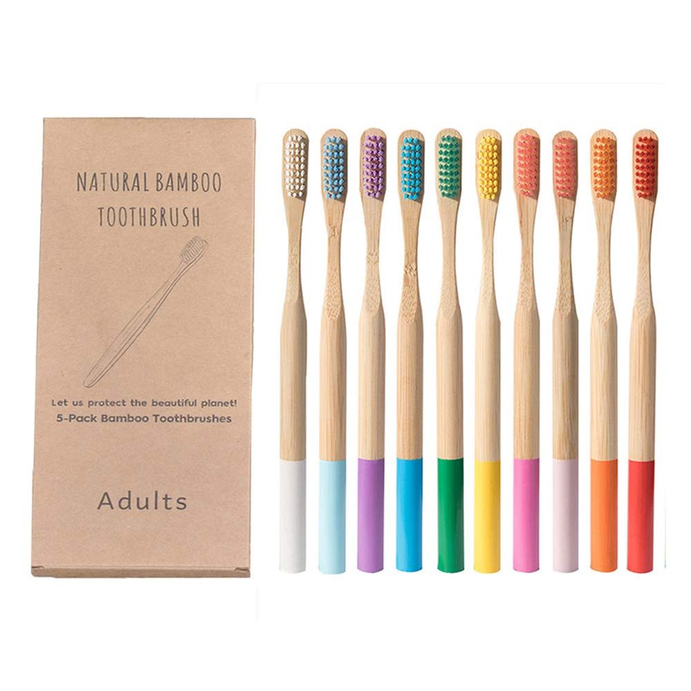 50 PCS Bamboo Toothbrushes with Soft Bristles, BPA Free Toothbrushes, Eco Friendly Natural Bamboo Toothbrush Set, Biodegradable & Compostable Charcoal Toothbrushes