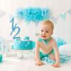 1/2 Half Cake Topper for Baby's 6 Months Birthday Party Decorations, Happy 1/2 Birthday Anniversary Baby Shower Party Supplies, Blue Glitter. view 4