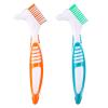 2 Pieces Portable Denture Double Sided Brush Denture Cleaning Toothbrush Dual Head Toothbrushes Multi-Layered Bristles False Teeth Brush for False Teeth Cleaning view 1