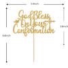 God Bless On Your Confirmation Cake Topper - First Confirmation Decorations - Baptism, Baby Shower, Bridal Shower, Engagement, Wedding Anniversary Party Decorations Gold Glitter view 4