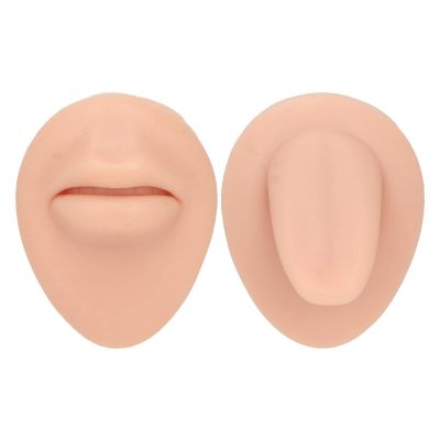 Simulated Silicone Mouth Tongue Model, Simulated Human Mouth Lip Tongue Stud Display Model Set, Mouth Lips Tongue Display Model (Light Skin Colour)