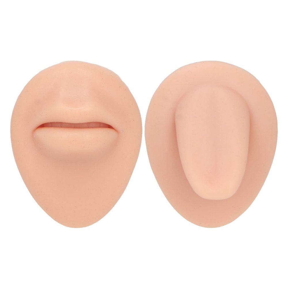 Simulated Silicone Mouth Tongue Model, Simulated Human Mouth Lip Tongue Stud Display Model Set, Mouth Lips Tongue Display Model (Light Skin Colour)