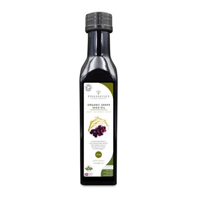 Grape Seed Oil 250ml | Cold Pressed Certified Organic Grape Seed Oil 100% Pure & Natural | Premium UV Blocking Miron Violet Glass | Vegan UK Made