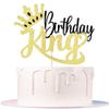 Auteby Glitter King Birthday Cake Topper,Boy Prince 1st 2nd 3rd 10th 13th 18th 21st 30th 40th 50th Birthday Cake Topper/Gender Reveal Party Decorations (Black gold) view 1