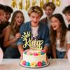Auteby Glitter King Birthday Cake Topper,Boy Prince 1st 2nd 3rd 10th 13th 18th 21st 30th 40th 50th Birthday Cake Topper/Gender Reveal Party Decorations (Black gold) view 2