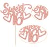Gyufise 1Pc Sweet Teenager 16 Cake Topper Glitter 16th Birthday Cake Pick for Cheers to 16 Years Old 16th Birthday Party Cake Decorations Supplies Rose Gold view 3