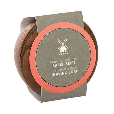 MHLE Wooden Bowl Including Shaving Soap 65g (Grapefruit & Mint)