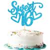 Gyufise 1Pc Sweet Teenager 16 Cake Topper Glitter 16th Birthday Cake Pick for Cheers to 16 Years Old 16th Birthday Party Cake Decorations Supplies Light Blue view 1