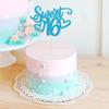 Gyufise 1Pc Sweet Teenager 16 Cake Topper Glitter 16th Birthday Cake Pick for Cheers to 16 Years Old 16th Birthday Party Cake Decorations Supplies Light Blue view 4
