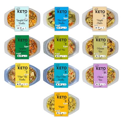 Keto Chef Chilled Variety Pack  Made from Organic Konjac Flour, Instant Microwaveable Meal, Free-from One of Each Mix Pack, Suitable for Vegan Diet | Ready to Eat (370g) Pack of 10