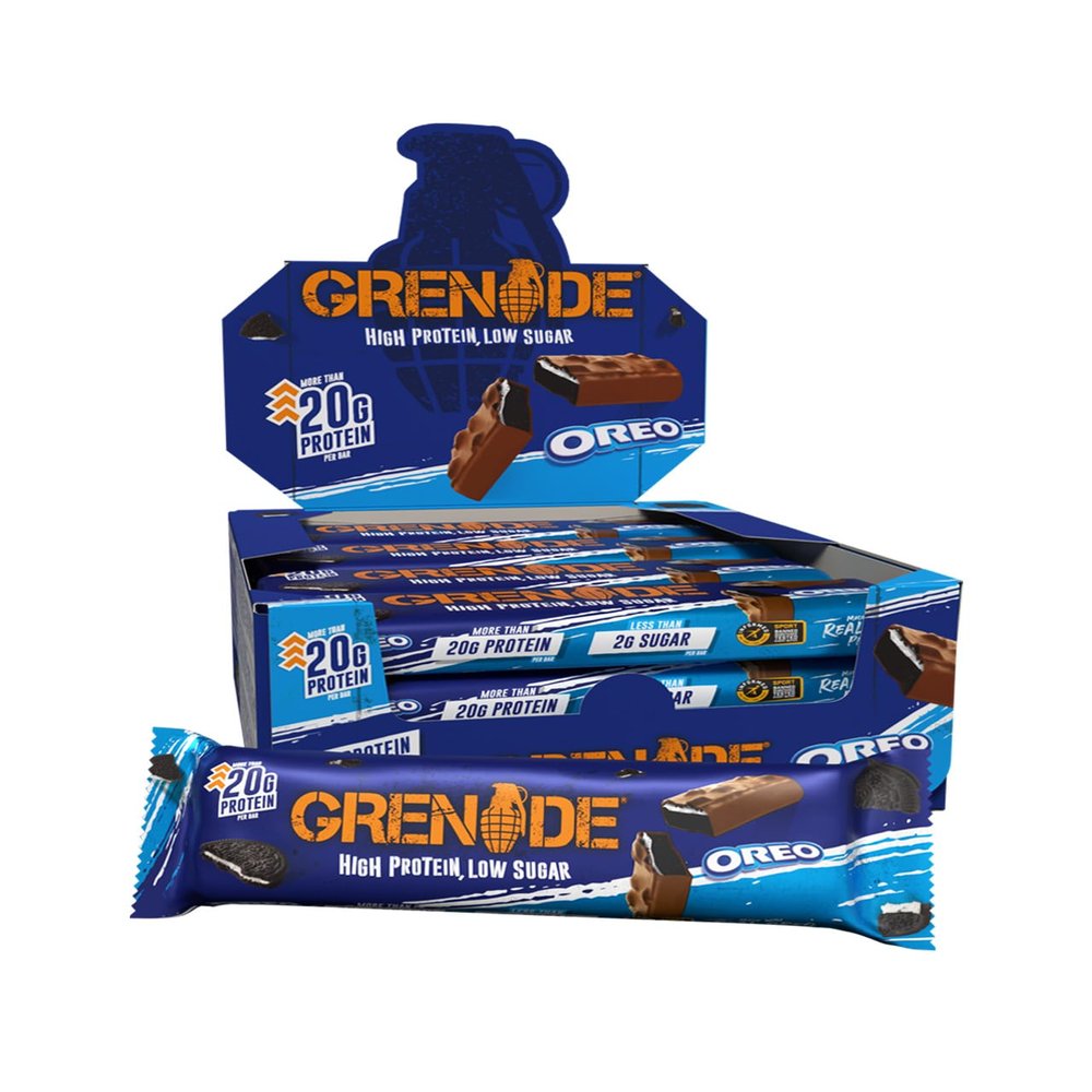 Grenade OREO High Protein, Low Sugar Bars, 12 x 60 g 21 g Protein per Snack Bar with Crunchy OREO Pieces & Milk Chocolate Coating