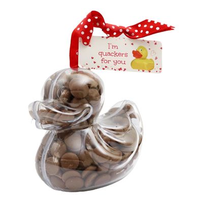 ButtonChocs Valentines Chocolate Duck - I'm Quackers For You. Belgian Milk Chocolate Valentines Gift.