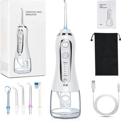 Yovikin Water Flosser for Teeth, 5 Mode Dental Cordless Oral Irrigator IPX7 Waterproof, 300ML Reservoir USB Rechargeable w/Gravity Ball 6 Jet Tip Orthodontic & Implant, Home Travel, White