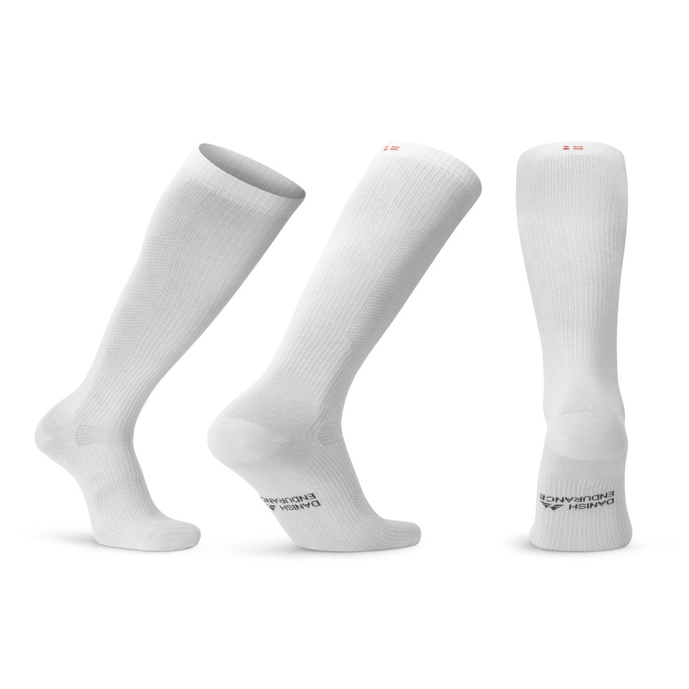 DANISH ENDURANCE Compression Socks, Flight Socks, 14-18 mmHg, Graduated, Men & Women, Unisex, 1 Pack, White, 3-5