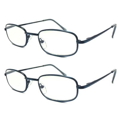 TWINKLE TWINKLE Men's Women's Reading Glasses/Spring Hinges/Metal Frame Comfort Style R79 (2 Pairs Blue, +300 Magnification)