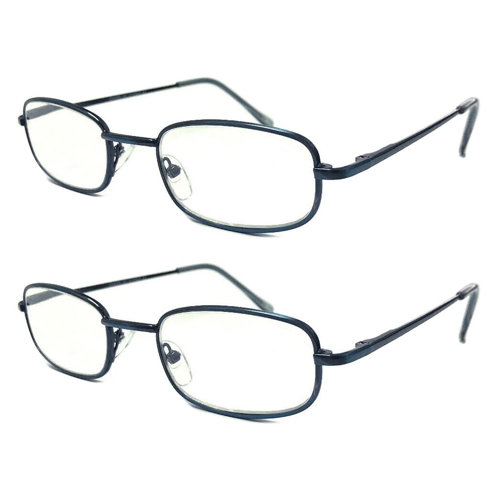 TWINKLE TWINKLE Men's Women's Reading Glasses/Spring Hinges/Metal Frame Comfort Style R79 (2 Pairs Blue, +300 Magnification)