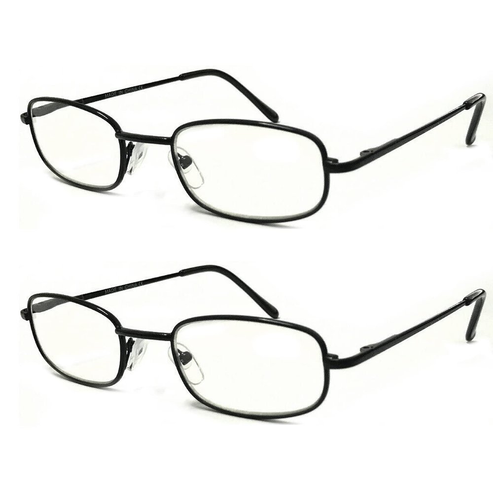 TWINKLE TWINKLE Men's Women's Reading Glasses/Spring Hinges/Metal Frame Comfort Style R79 (2 Pairs Black, +275 Magnification)
