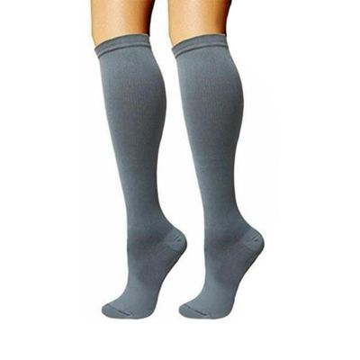 IMBTECH | Unisex Travel Compression Socks Anti Swelling Fatigue DVT Support | Stockings Running Socks for Calf & Ankle Support, Sports, Flying, Nurses, Travel (XL, GREY)