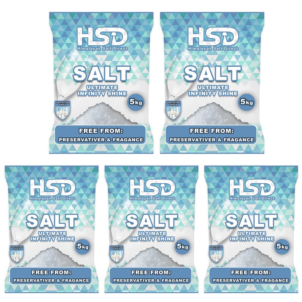 5kg dishwasher salt, dishwasher detergent salt with pre-soaking action, water softener salt (Pack Of 5)