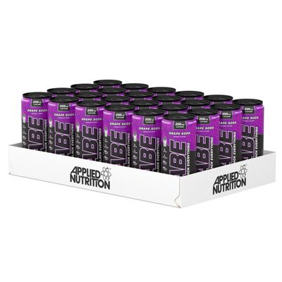 Applied Nutrition ABE Pre Workout Cans - All Black Everything Energy + Performance Drink, ABE Carbonated Beverage Sugar Free with Caffeine (Pack of 24 Cans x 330ml) (Grape Soda)