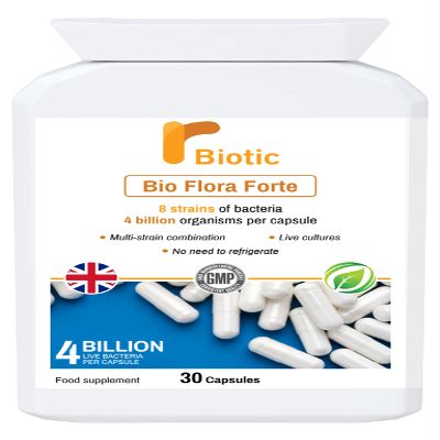 Rbiotic Bio Flora Forte.A Vegan, Multi-Strain Live Culture Combination (4 Billion Strength):30 Capsules