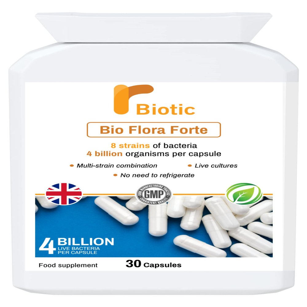 Rbiotic Bio Flora Forte.A Vegan, Multi-Strain Live Culture Combination (4 Billion Strength):30 Capsules