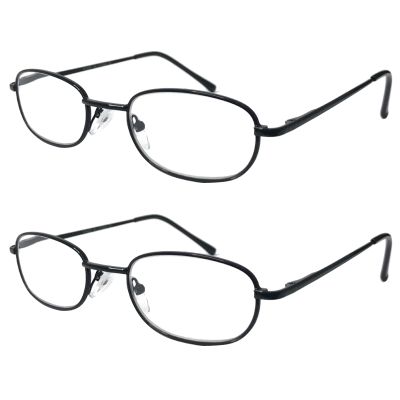 TWINKLE TWINKLE Unisex Reading Glasses/Spring Hinges/Metal Frame Comfort Style R80 (2 Pairs Black, +125 Magnification)