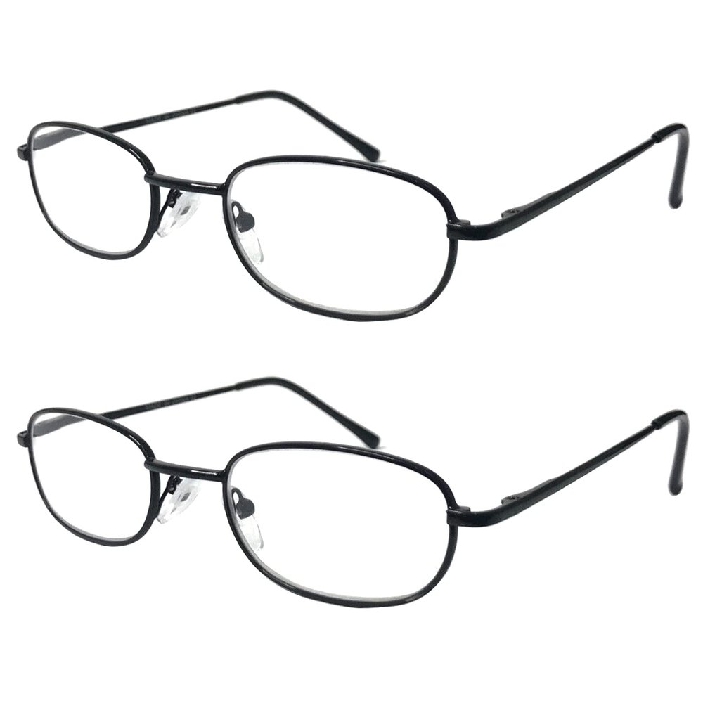 TWINKLE TWINKLE Unisex Reading Glasses/Spring Hinges/Metal Frame Comfort Style R80 (2 Pairs Black, +125 Magnification)