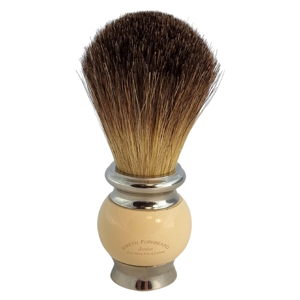 Shaving Brush Sweyn Forkbeard Pure Badger Bristle - Ivory Cream- Provides an Excellent Lather - Shaving Brush Made in London