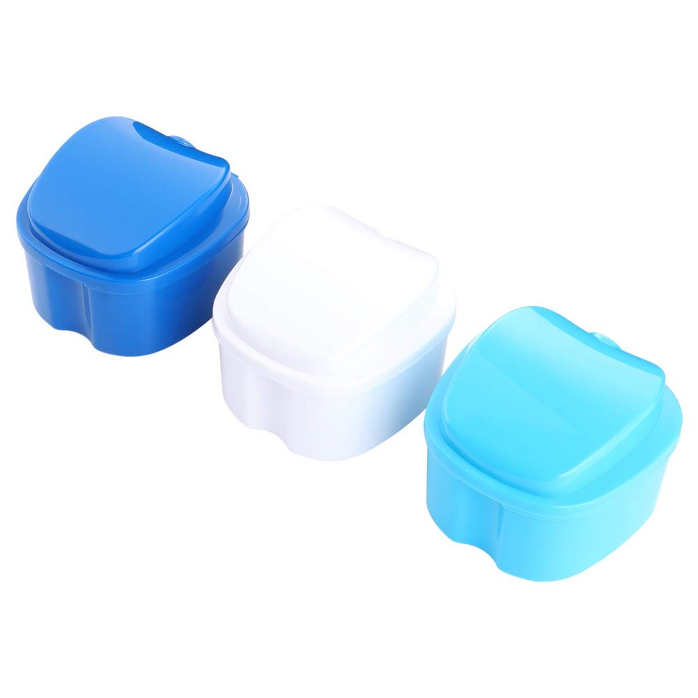 COHEALI 3pcs Denture Storage Box Artificial Tooth Holder Filter Easy to Clean Convenient for Oral Care Includes White Light Dark Containers