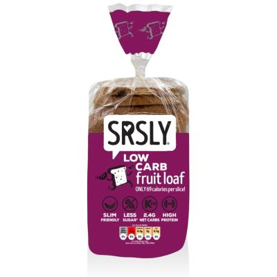SRSLY Low Carb Keto Fruit Bread - 2.4g Carbs, 69 Kcals, 4g Protein - Freshly Baked with Orange & Cinnamon - Sugarwise Certified High Protein Lower Calorie Bread