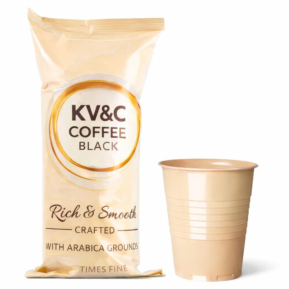 KV&C - Instant BLACK Coffee | In Cup Vending Machines | Camping | Travel | 73mm | INCUP KLIX Drinks (BLACK - NO SUGAR - 25 CUPS (1 SLEEVE))