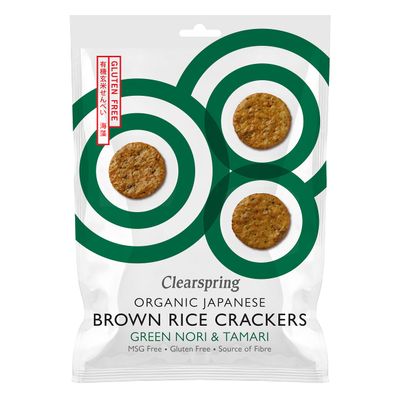 Clearspring Organic Japanese Brown Rice Crackers - Green Nori & Tamari (12 Pack)