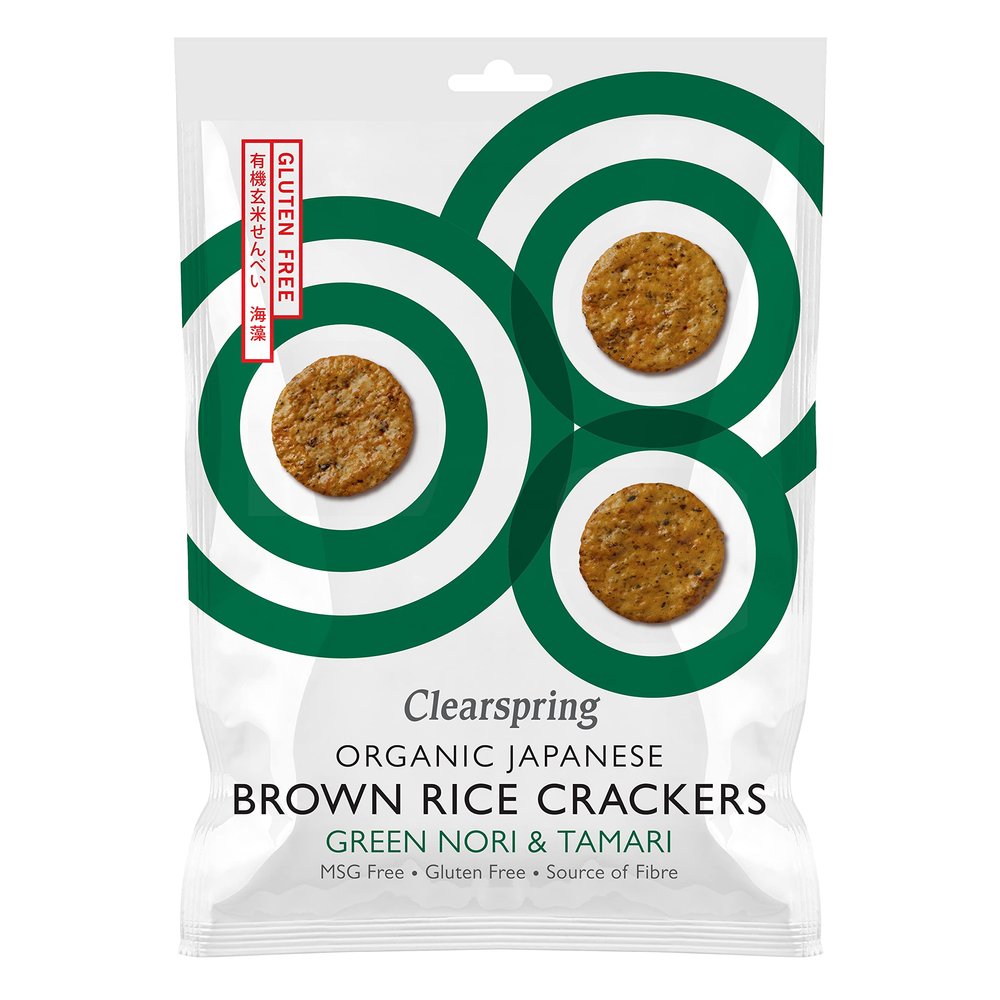 Clearspring Organic Japanese Brown Rice Crackers - Green Nori & Tamari (12 Pack)