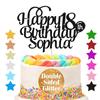 Cake Topper Personalised Cake Topper Happy Birthday Cake Toppers Cake Decorations Double Sided Glitter Cake Topper for 1st 10th 16th 18th 20th 21st 30th 40th 50th 60th 70th 80th(Black) view 2