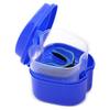 Flisdtry Dark Blue Denture Case, Denture Cup with Strainer, Denture Bath Box Teeth Storage Box with Basket Net Container Holder for Travel view 1