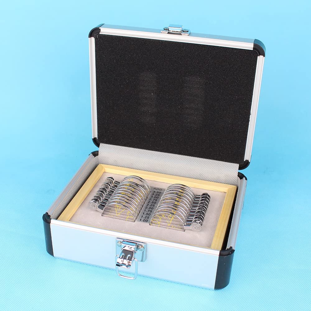 22PCS Optical Opthalmic Progressive Lens Set Trial Lens Case Aluminium Case