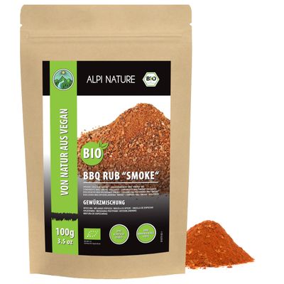 Alpi Nature Organic BBQ Rub Chilli Smoked Flavour 100g 3.5 oz, BBQ Spices, Smoked Marinade, Meat Rub