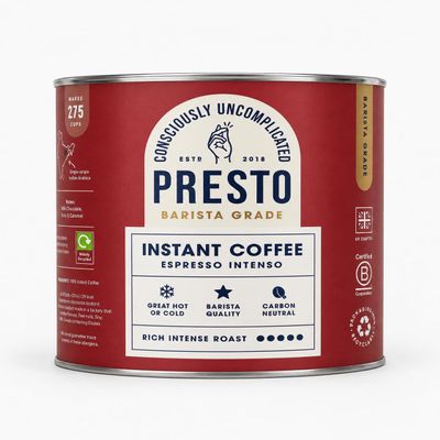 Presto Espresso Intenso Instant Coffee 500g | Great Tasting Freeze Dried Coffee | Rich Intense Roast | 100% Robusta | Single Origin Brazil | Dark Chocolate and Treacle | 275 Cups