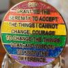 18 Month AA Medallion Rainbow Glitter Gold Plated LGBT Flag Sobriety Chip view 2