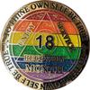 18 Month AA Medallion Rainbow Glitter Gold Plated LGBT Flag Sobriety Chip view 3