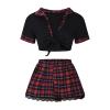 AMhomely Womens Sexy Naughty School Girl Cosplay Costumes Party Outfit Lingerie Set, 03 Wine, M view 1