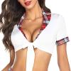 AMhomely Women Schoolgirl Lingerie Set Roleplay Outfit Student Costume Sexy Naughty Cosplay Lingerie Roleplay Costumes Set Boudoir Outfits, 01 White, M view 3